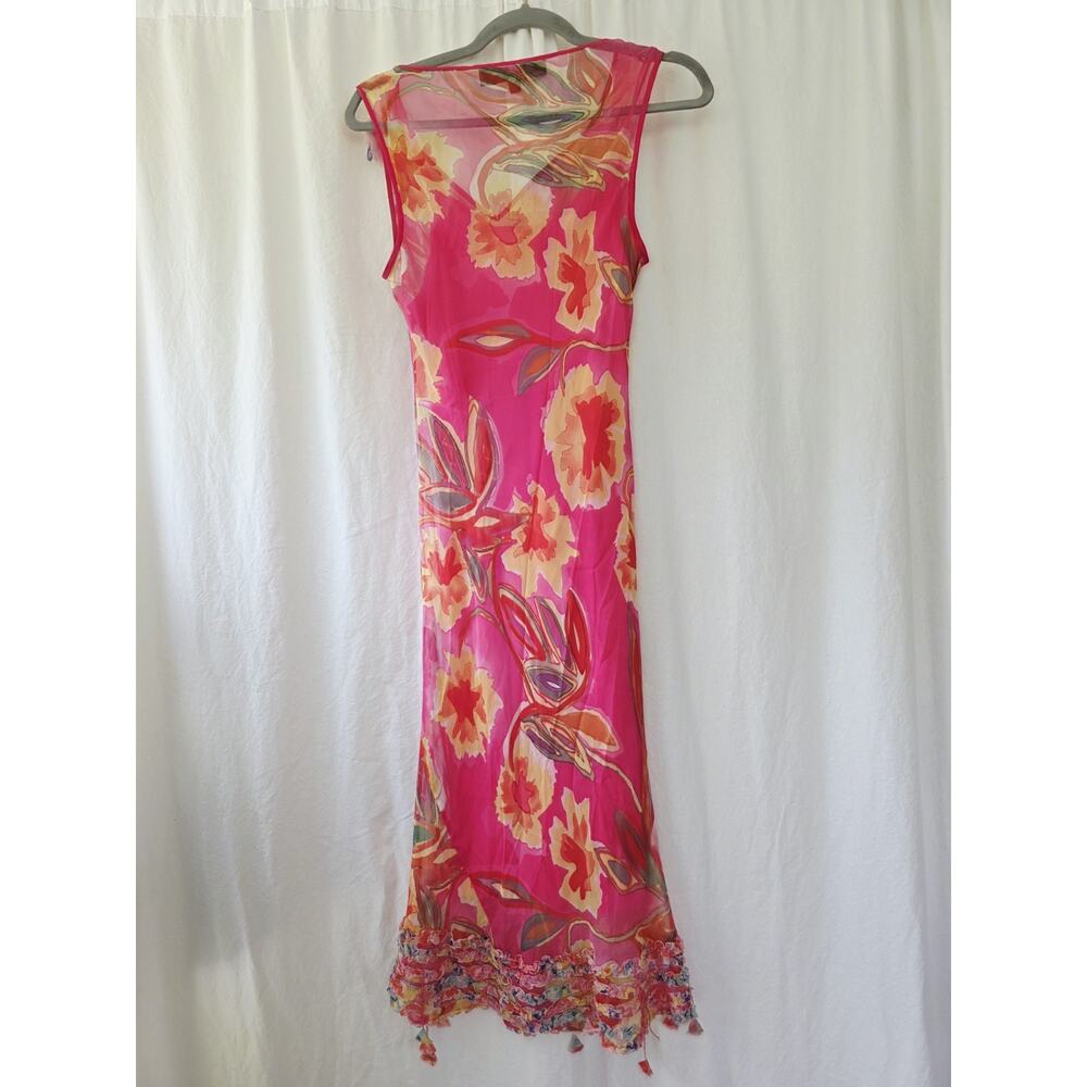 Y2K Fenn Wright Manson Dress Sz 8 Silk Pink Overlay Flutter Fairy Whimsy Vtg - Picture 11 of 11
